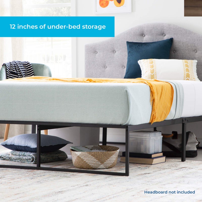 Linenspa Metal Platform Bed Frame - Under Bed Storage Space - No Box Spring Needed - 14" High - Modern Contemporary - Sturdy Steel - Light Weight - Easy Assembly - Tool Included - Twin Size - Image 3